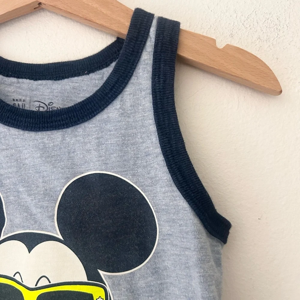 GAP 3 Years Boys Cotton Disney Mickey Mouse Blue Tank Top for Kids